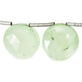 10-14mm Prehnite Beads Top Drilled Faceted Coin 9 inch 15 pieces