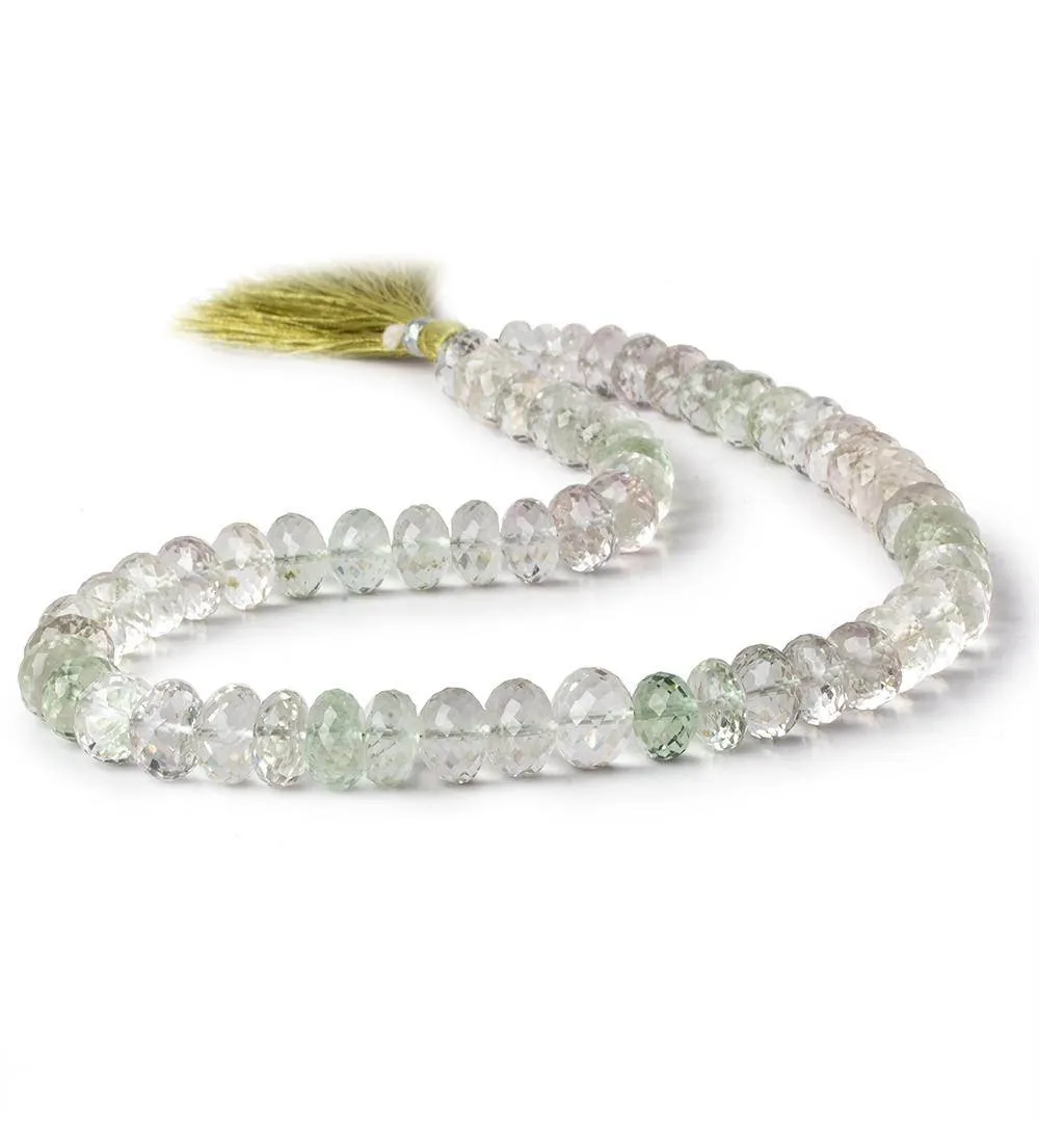 10mm Prasiolite Faceted Rondelles 16 inch 59 beads AA Grade