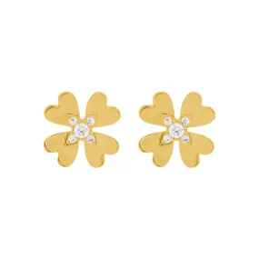 14K GOLD DIAMOND CELINE FLOWER STUDS