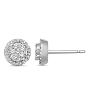 14K White Gold 1 Ct.Tw. Diamond Flower Stud Earrings