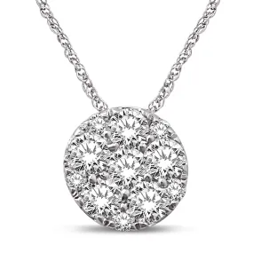 14K White Gold 1/2 Ct.Tw. Diamond Flower Pendant