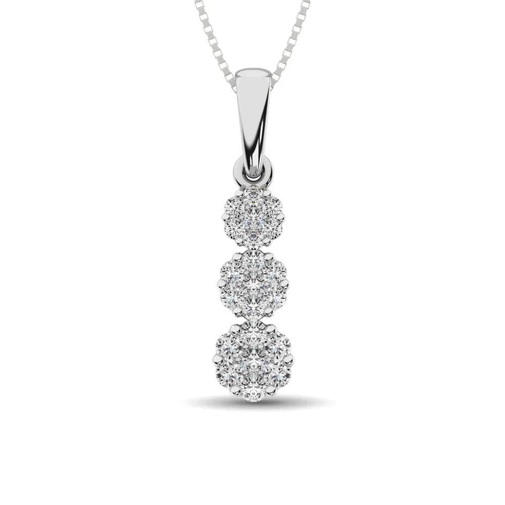 14K White Gold 1/4 Ct.Tw. Diamond Flower Pendant ( Color G-H, Clarity Promo )