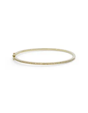 14K Yellow Gold Diamond Bangle W/ 0.47ct Bezel Set & Clustered Diamonds