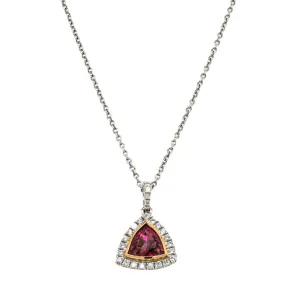 18ct White & Rose Gold Tourmaline & Diamond Pendant