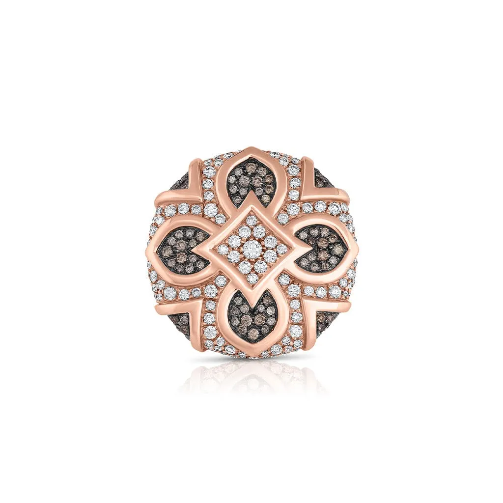 18K Rose Gold 1.84ctw Brown White Diamond Organic Ring