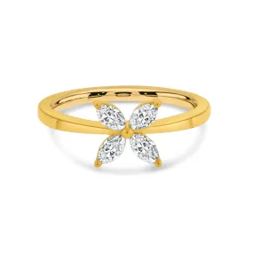 18K YELLOW DIAMOND FLOWER RING