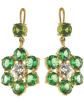 18k Yellow Gold Tsavorite Flower Earrings