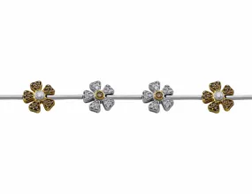 18kt White Gold Flower Diamond Bracelet