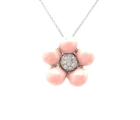 18KW Custom Enamel & Diamond Flower Fashion Pendant