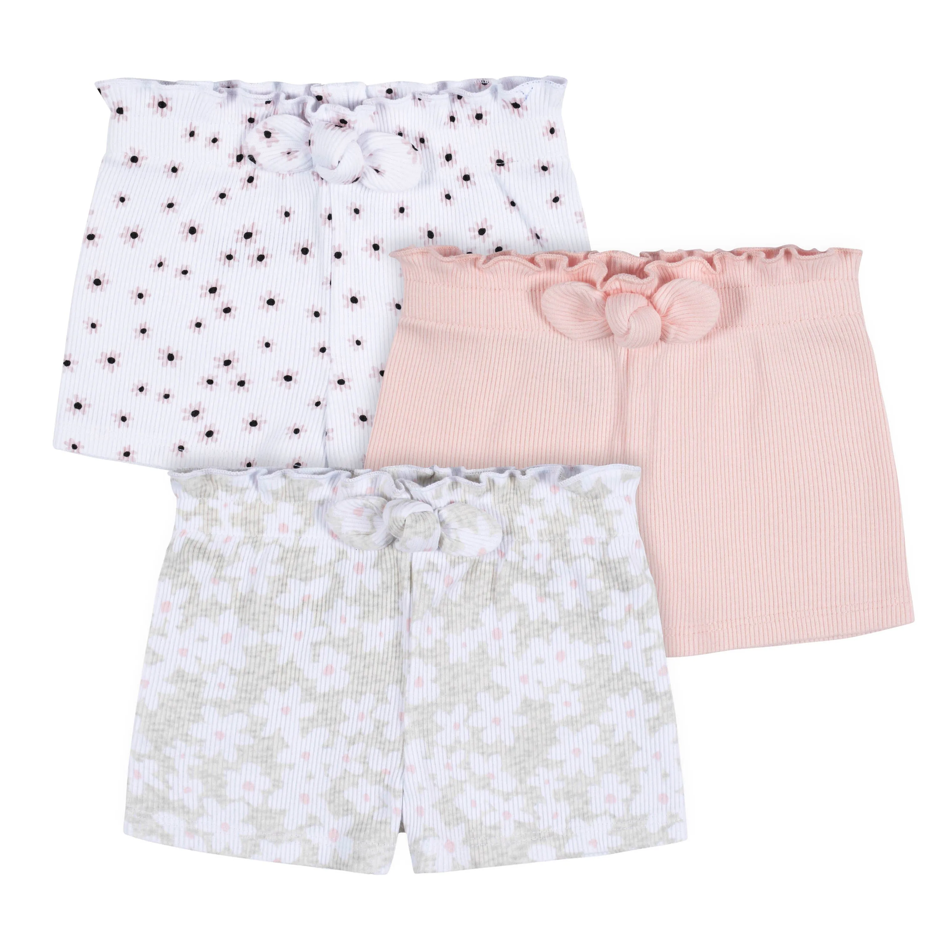 3-Pack Baby & Toddler Girls Sweet Florals Pull-On Knit Shorts