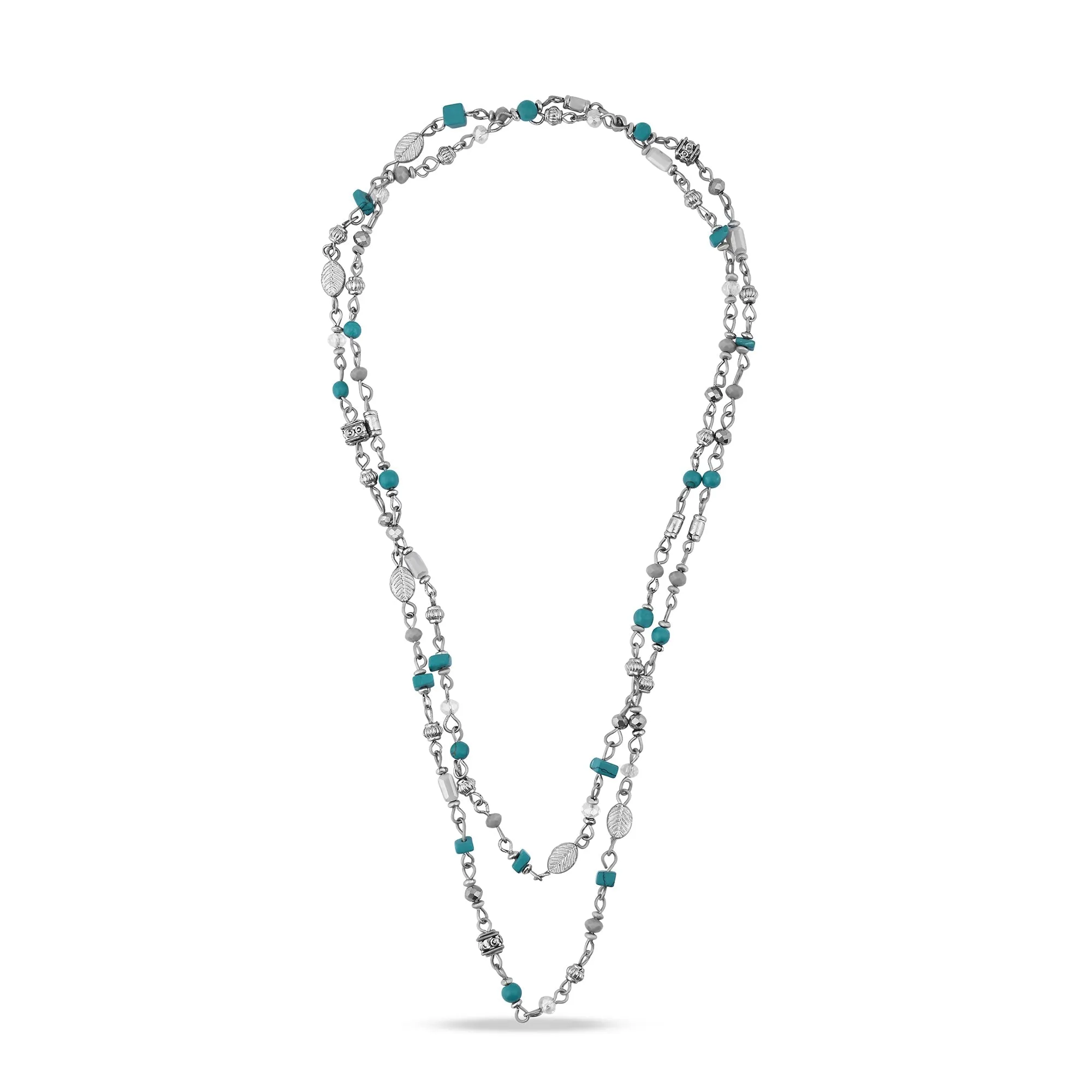 Accessorize London Women's Leaf Beaded Long Necklace