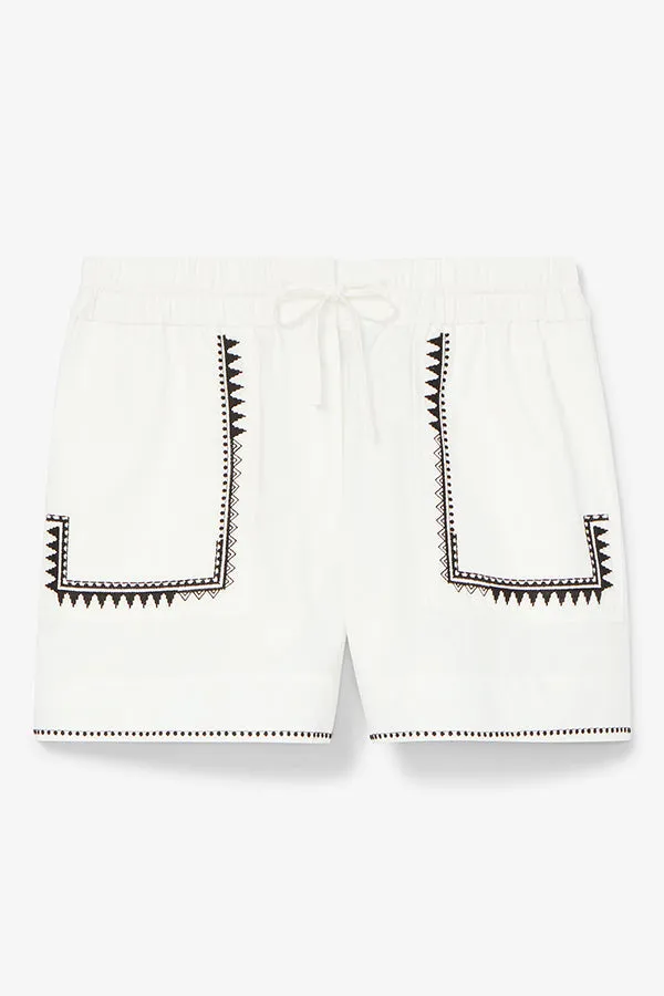 Adina Short - Poplin Embroidery :: White