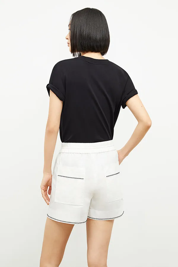 Adina Short - Poplin Embroidery :: White