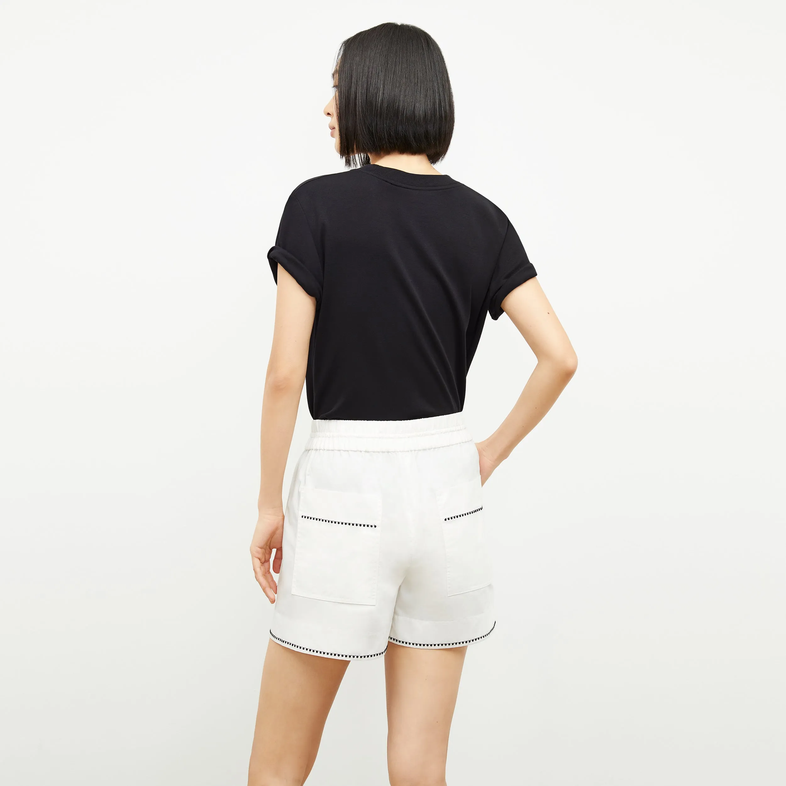 Adina Short - Poplin Embroidery :: White