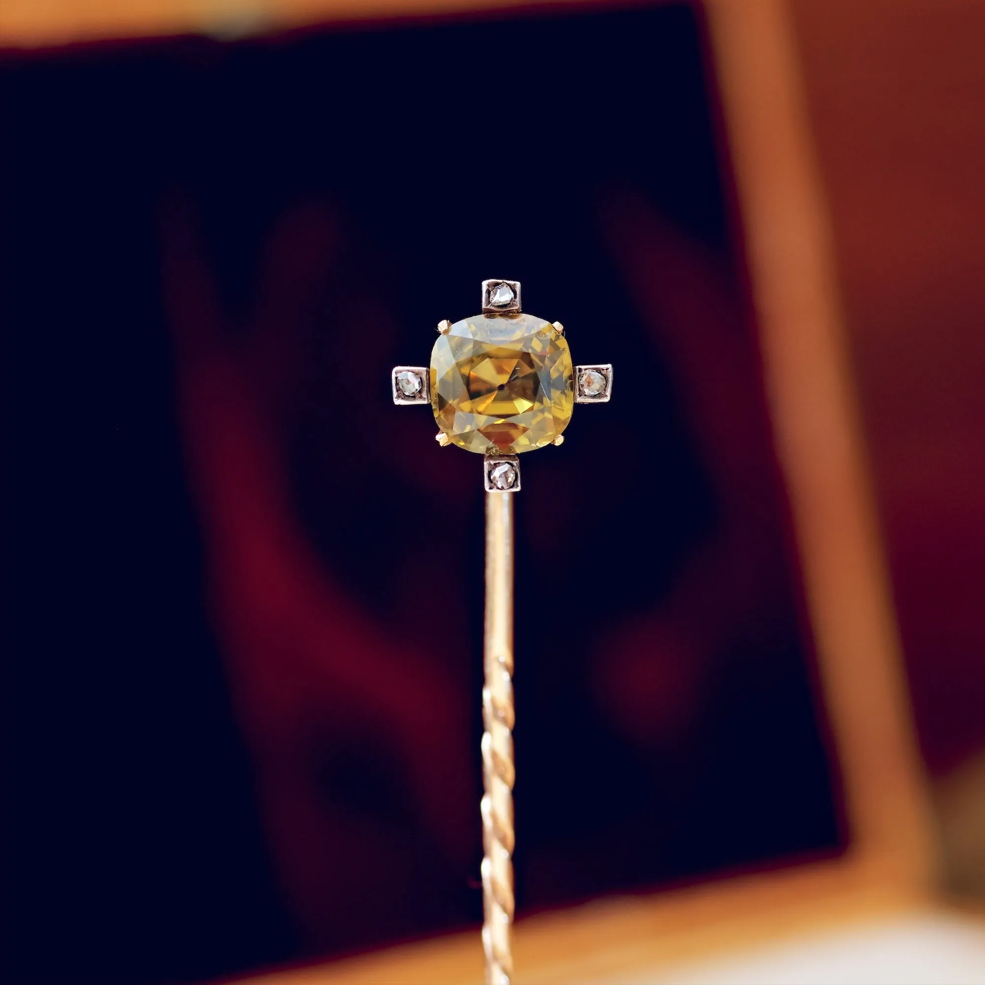 Antique Victorian Tourmaline & Diamond Stick Pin