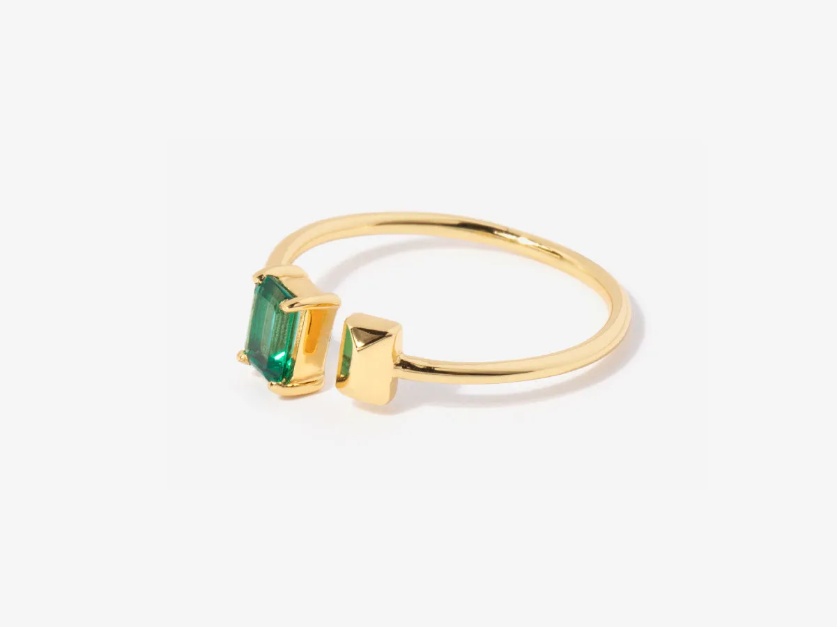 Asymmetric Baguette Emerald Ring