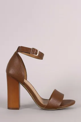 Bamboo Open Toe Ankle Strap Chunky Heel