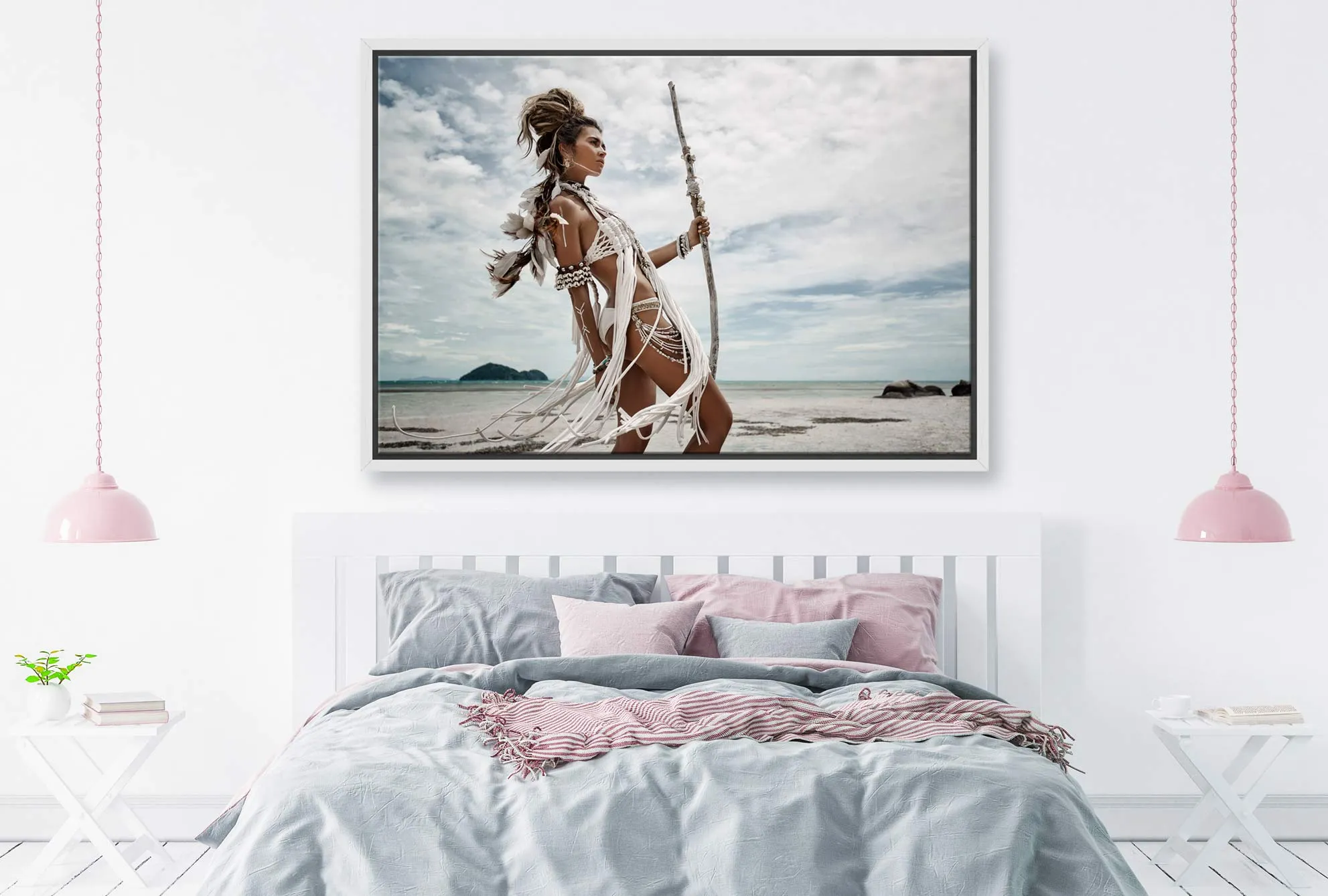 Beachside Bohemian Woman | Canvas Wall Art Print