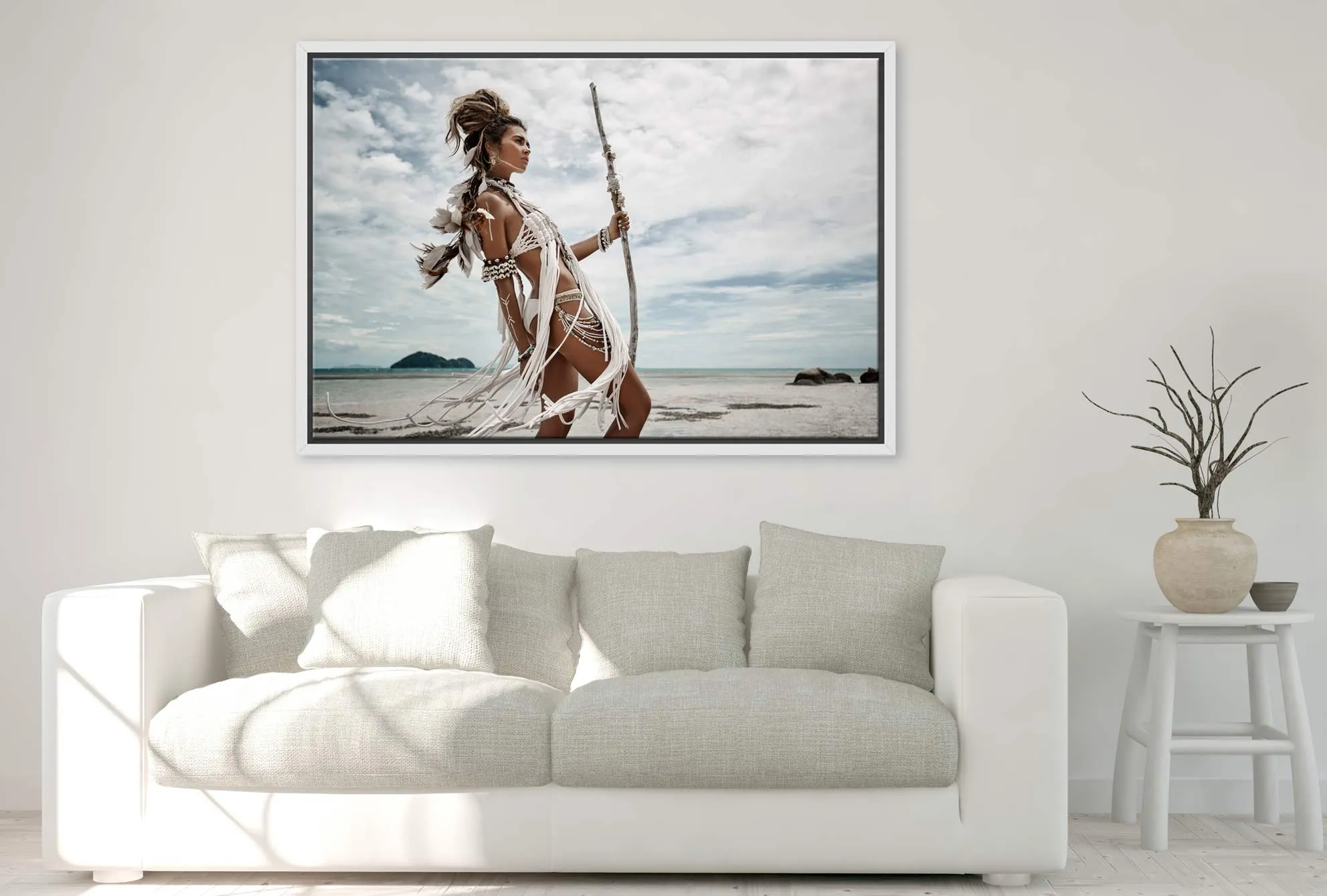 Beachside Bohemian Woman | Canvas Wall Art Print