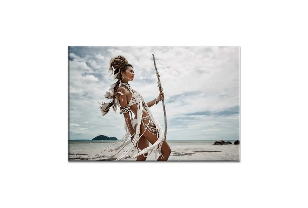 Beachside Bohemian Woman | Canvas Wall Art Print