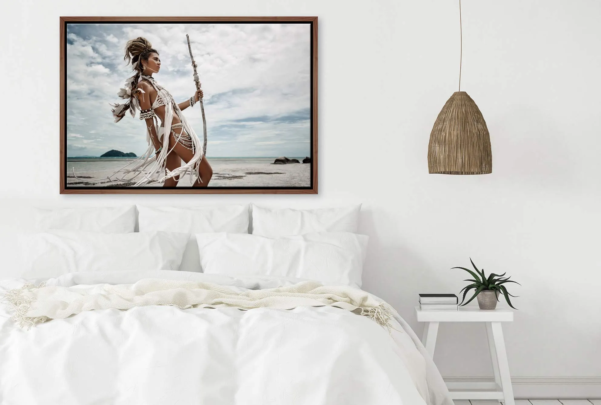 Beachside Bohemian Woman | Canvas Wall Art Print