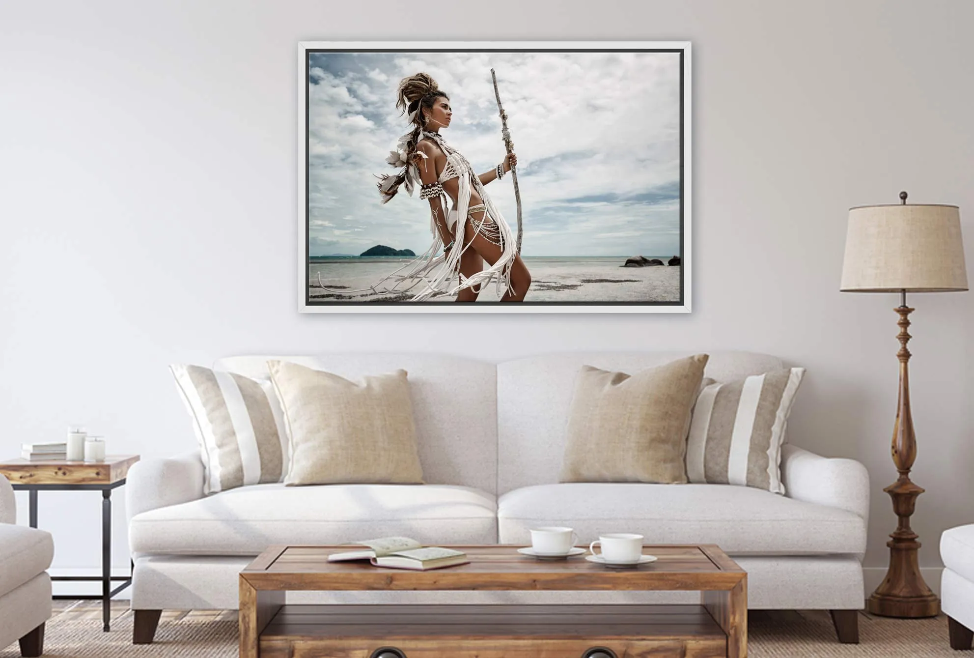 Beachside Bohemian Woman | Canvas Wall Art Print