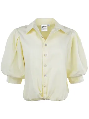 Bomba Blouson Sleeve Twist Hem Blouse, Pale Yellow