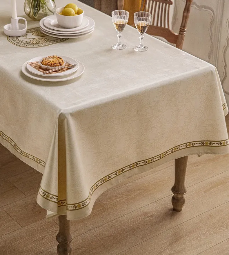 Cream Color Table Cover for Dining Room Table, French Style Tablecloth for Dining Table, Modern Rectangle Tablecloth for Oval Table