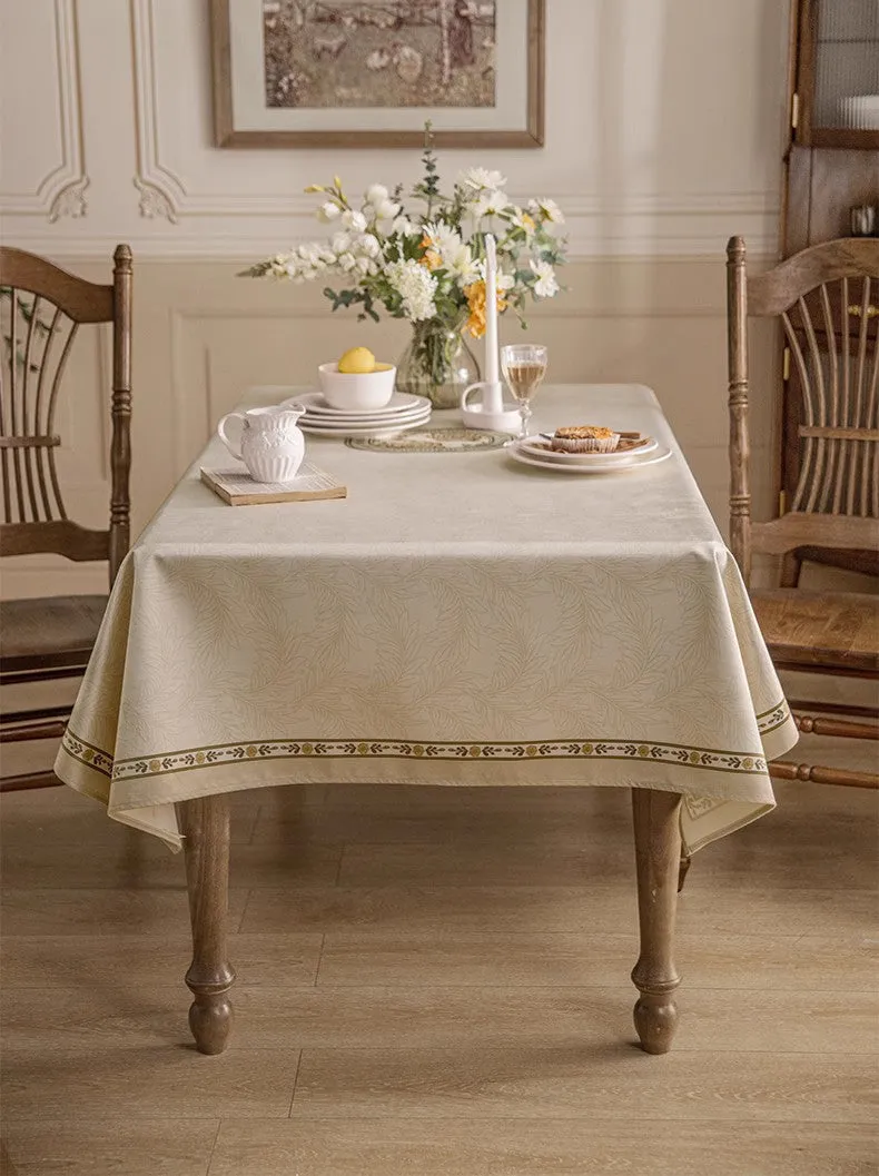 Cream Color Table Cover for Dining Room Table, French Style Tablecloth for Dining Table, Modern Rectangle Tablecloth for Oval Table