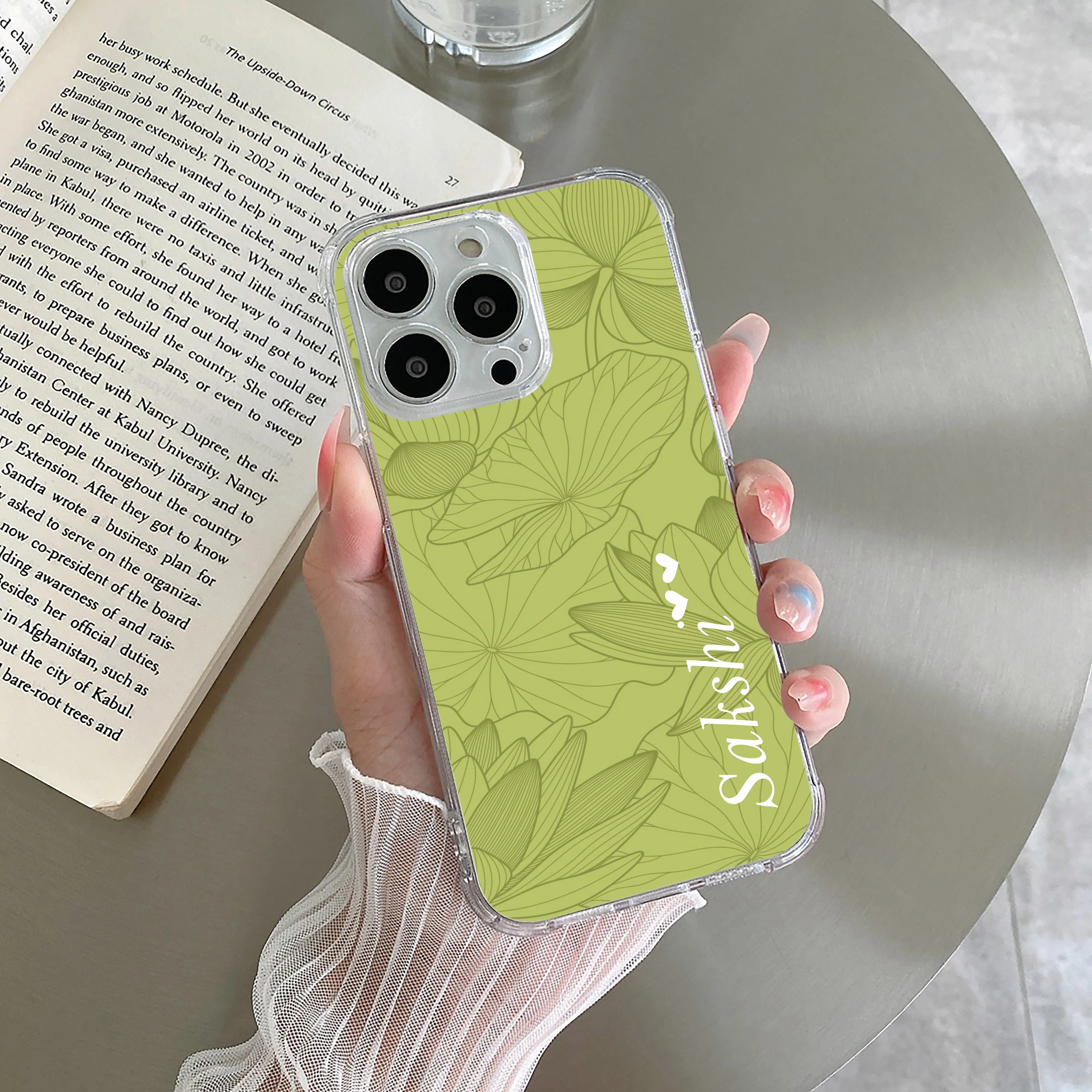 Customized luxury Mint Green leaves Transparent Silicon Case For OnePlus