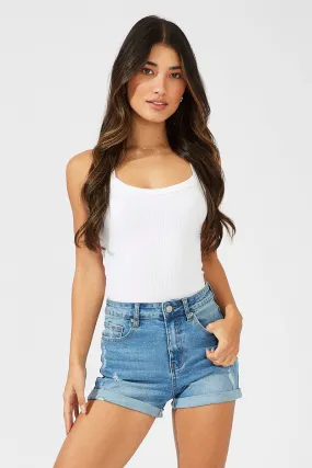 Denim Stretch Denim Short Roll Up Hem