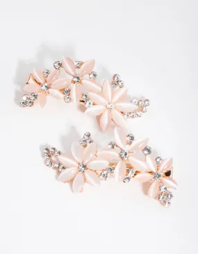 Diamante Cats-Eye Multi Flower Clip