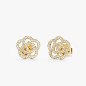 Diamond Rose Studs, Magnolia