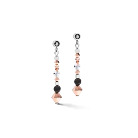 Earrings Amulet small Crystals & striped  onyx grey-crystal