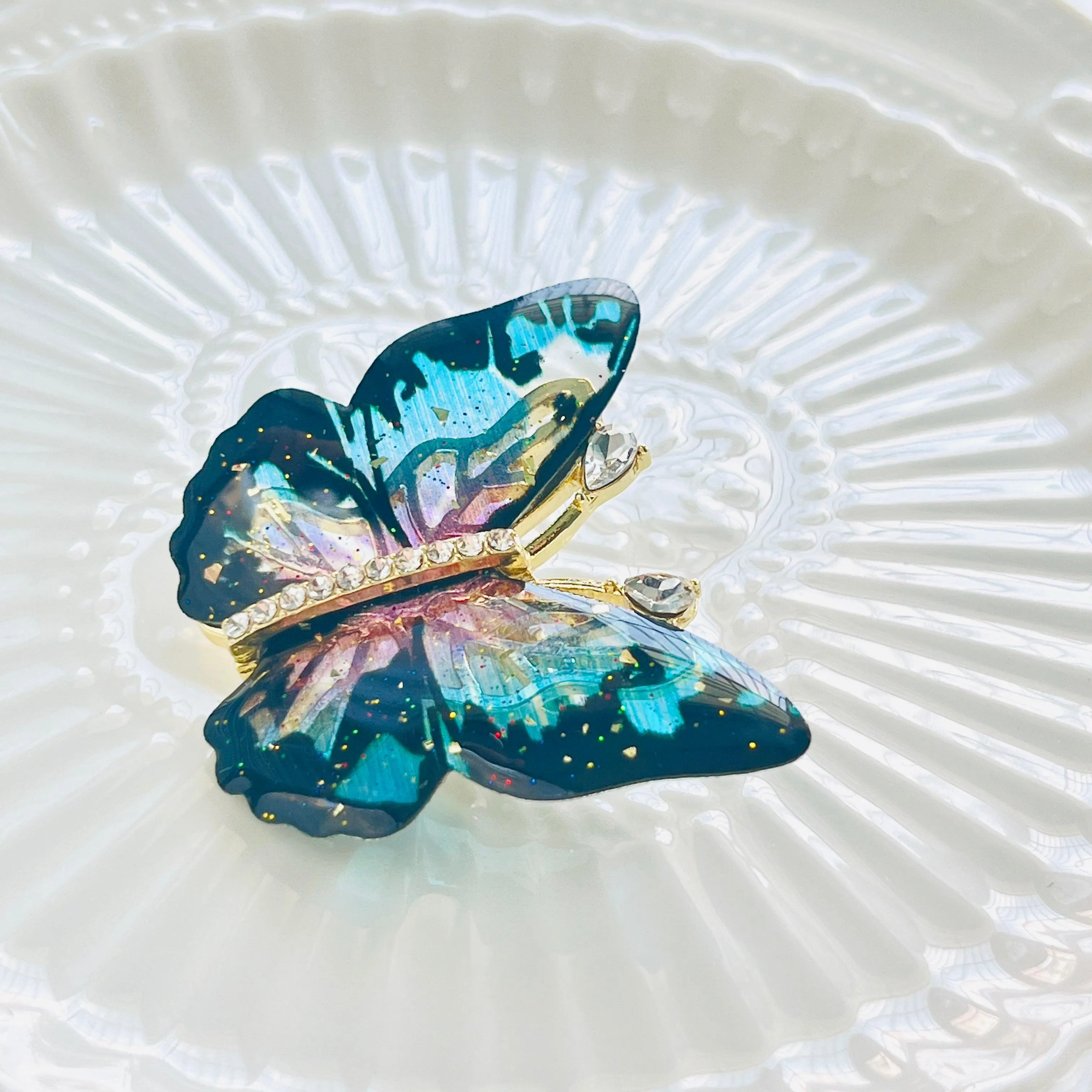 Exotic Colorful Butterfly Brooch