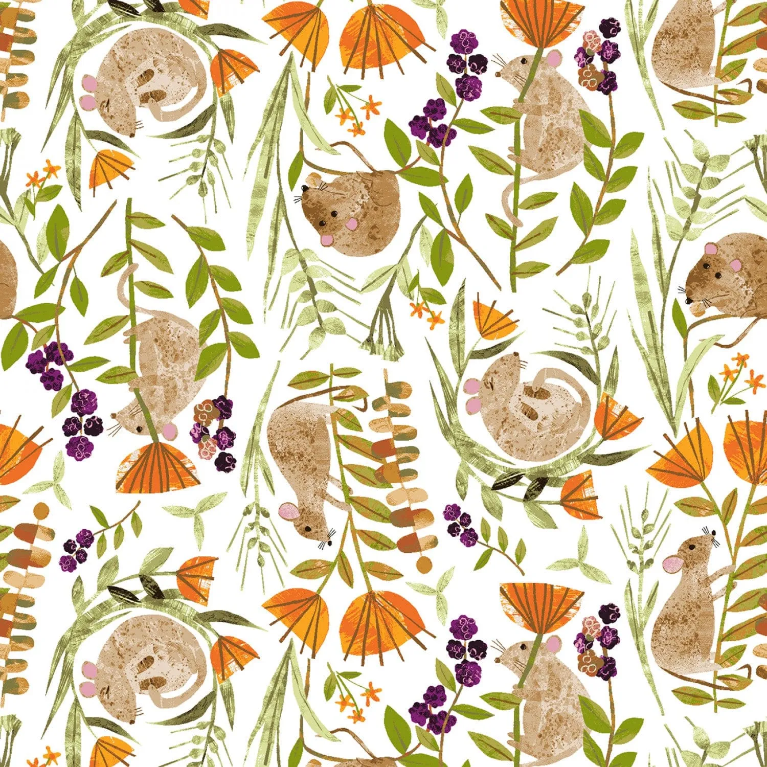 Field Mice on Khaki - Summer Splash