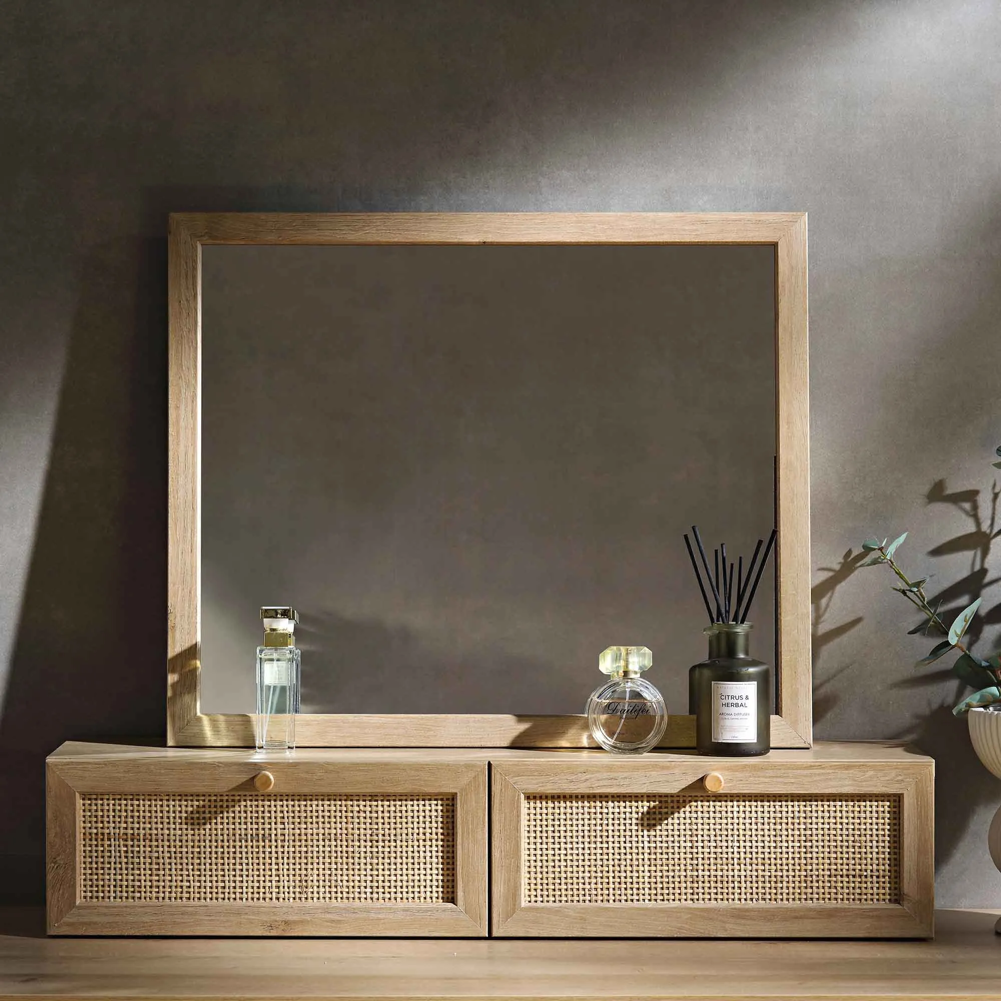 Frances Woven Rattan Vanity Mirror, Natural