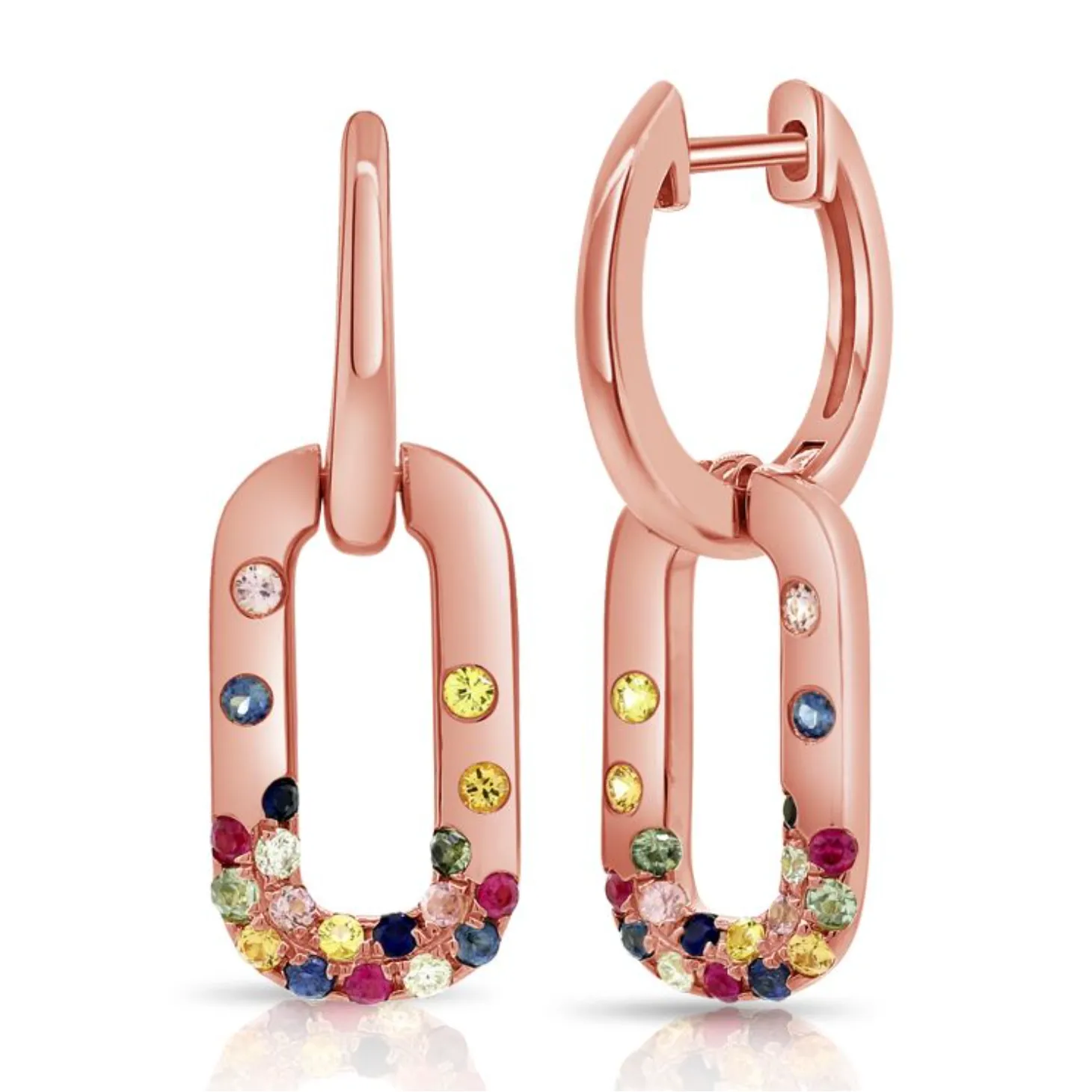 Gemstone and Diamond Confetti Link Earrings