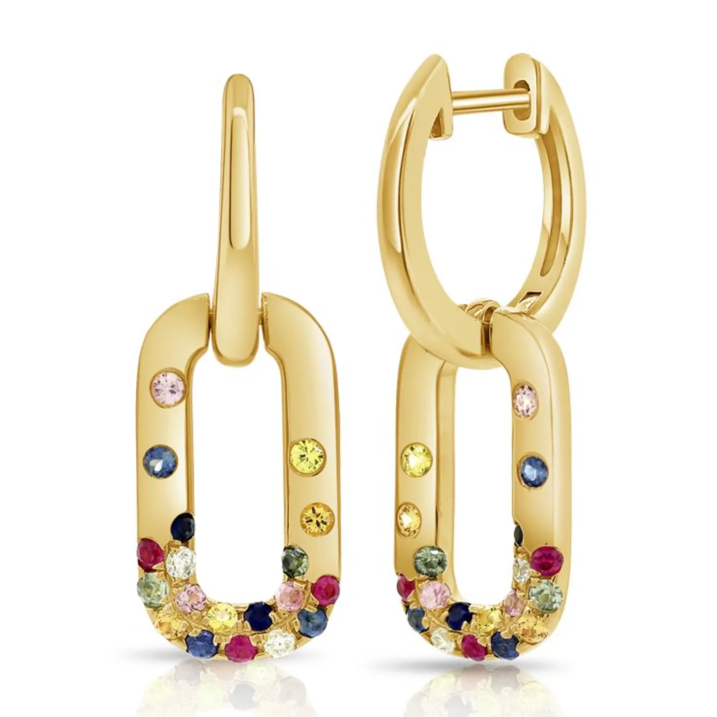 Gemstone and Diamond Confetti Link Earrings