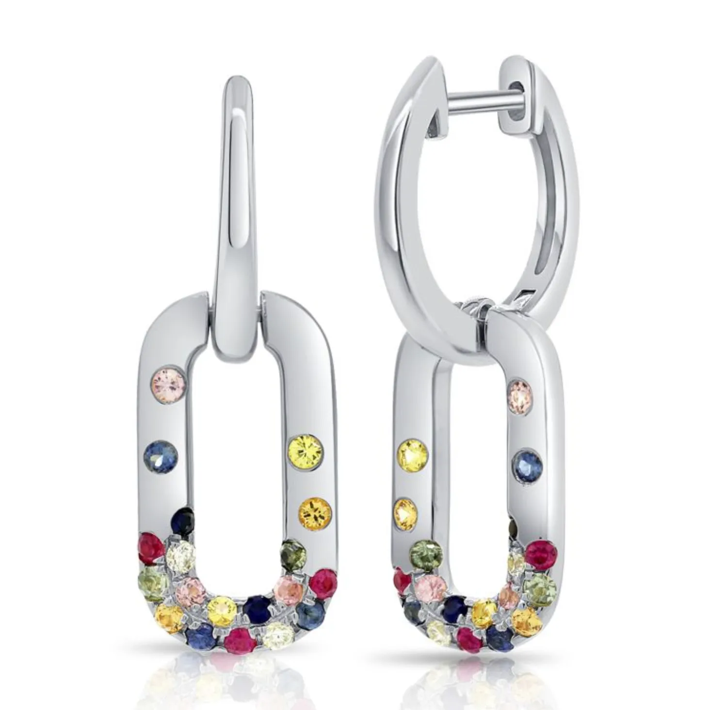 Gemstone and Diamond Confetti Link Earrings