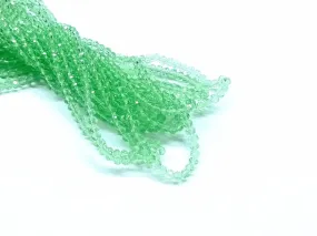 Glass beads, 3x3.5mm faceted rondelle, Transparent Light Green (#14) | 玻璃珠, 3x3.5mm, 切面扁珠, 透明淺綠 (#14)