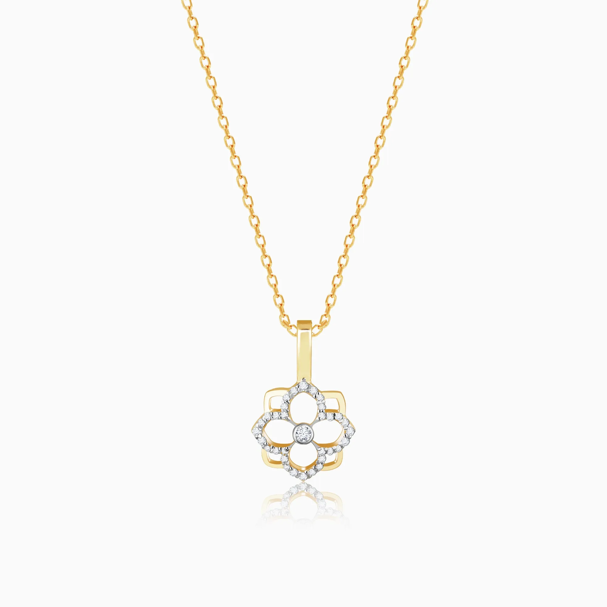 Gold Gracious Flower Diamond Pendant