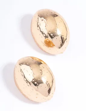 Gold Textured Button Earrings