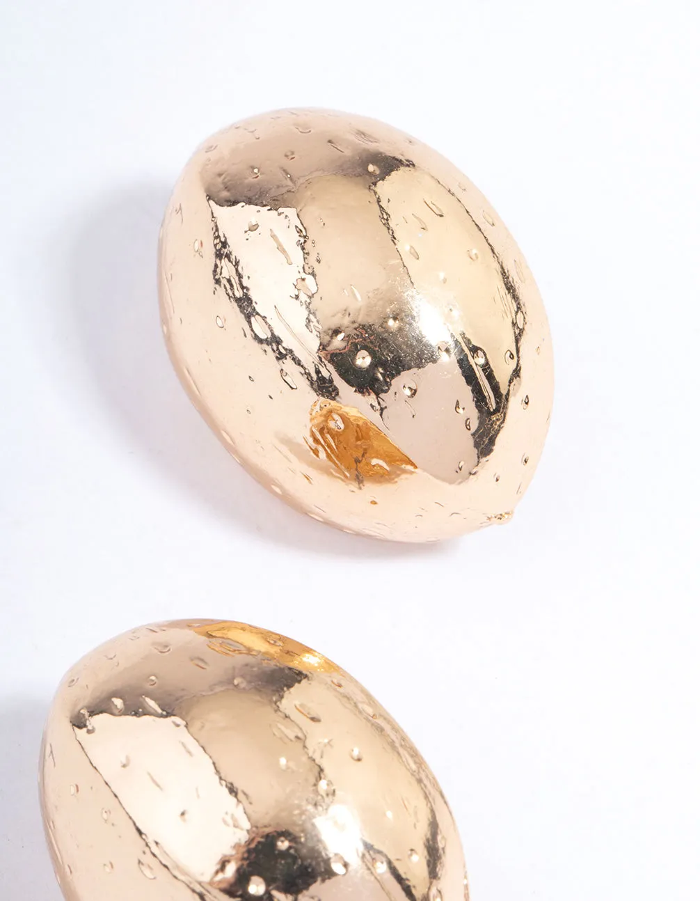 Gold Textured Button Earrings