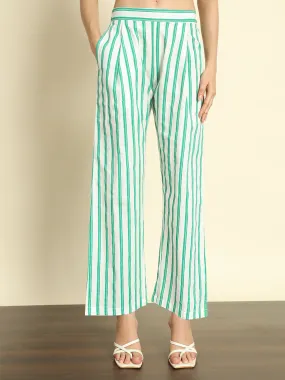 Green Striped Linen Pants