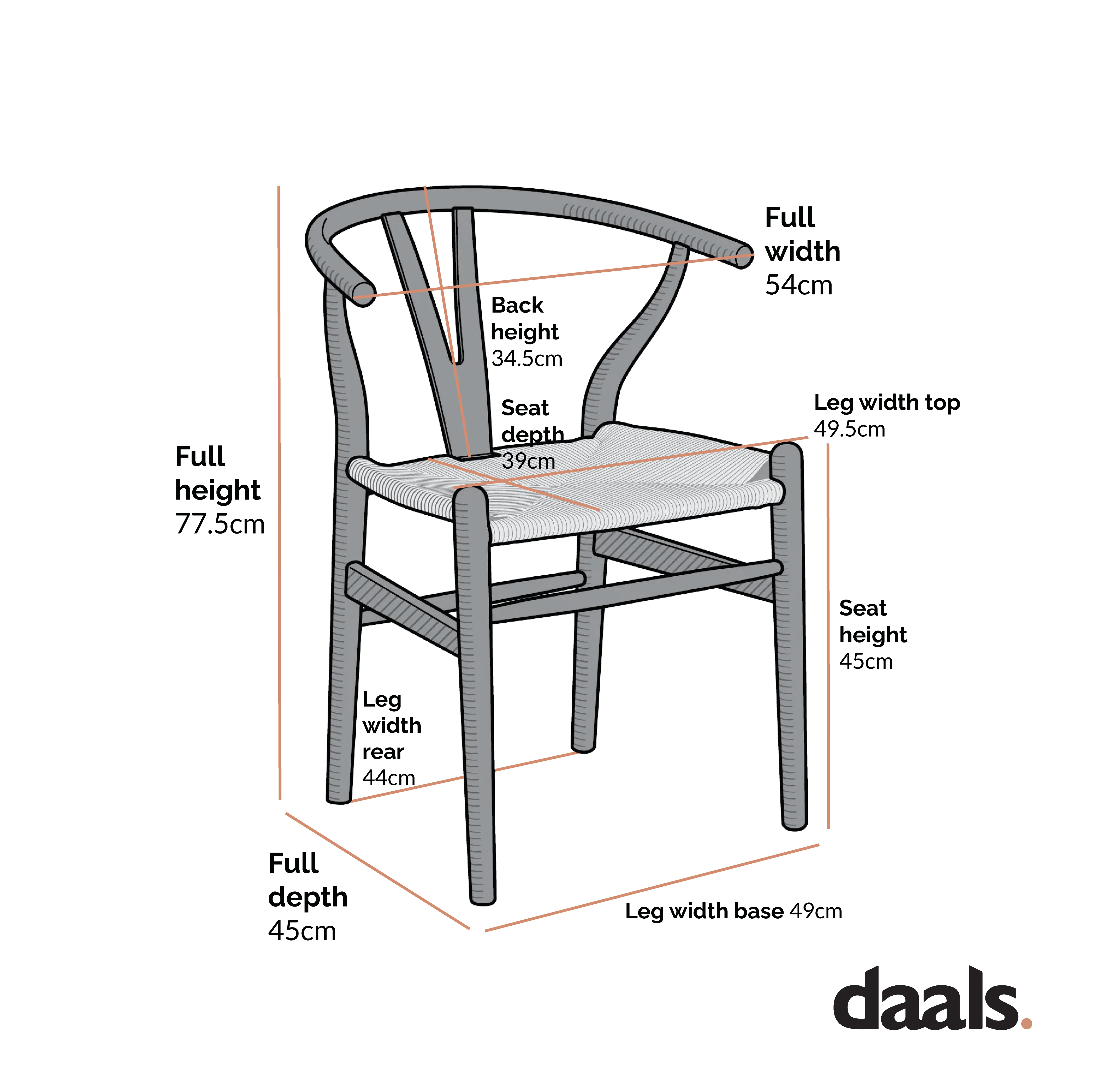 Hansel Wooden Natural Weave Wishbone Dining Chair, Light Walnut Colour Frame