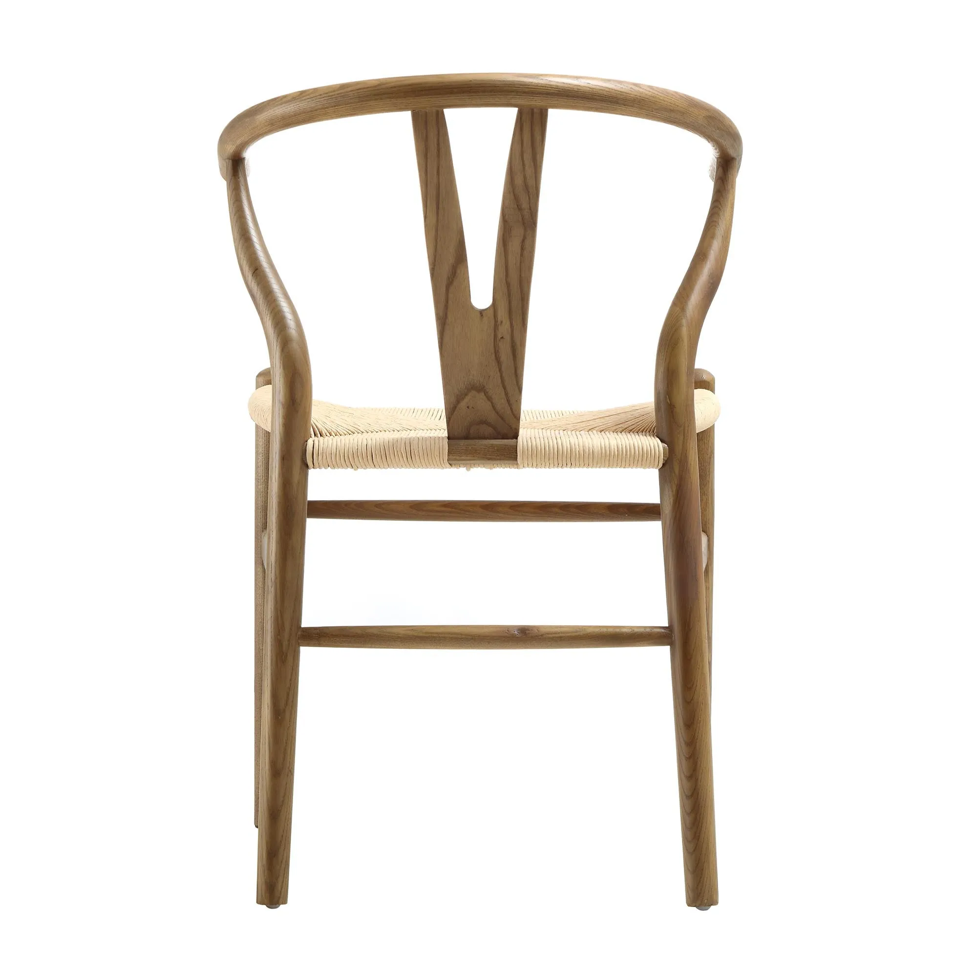 Hansel Wooden Natural Weave Wishbone Dining Chair, Light Walnut Colour Frame