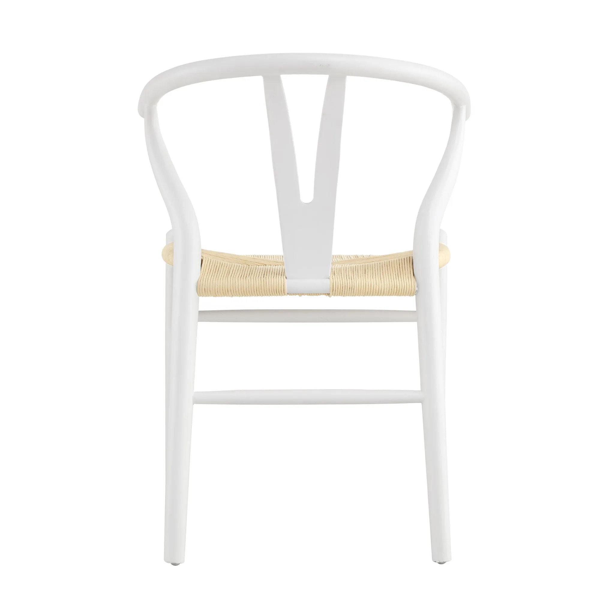 Hansel Wooden Natural Weave Wishbone Dining Chair, White Colour Frame