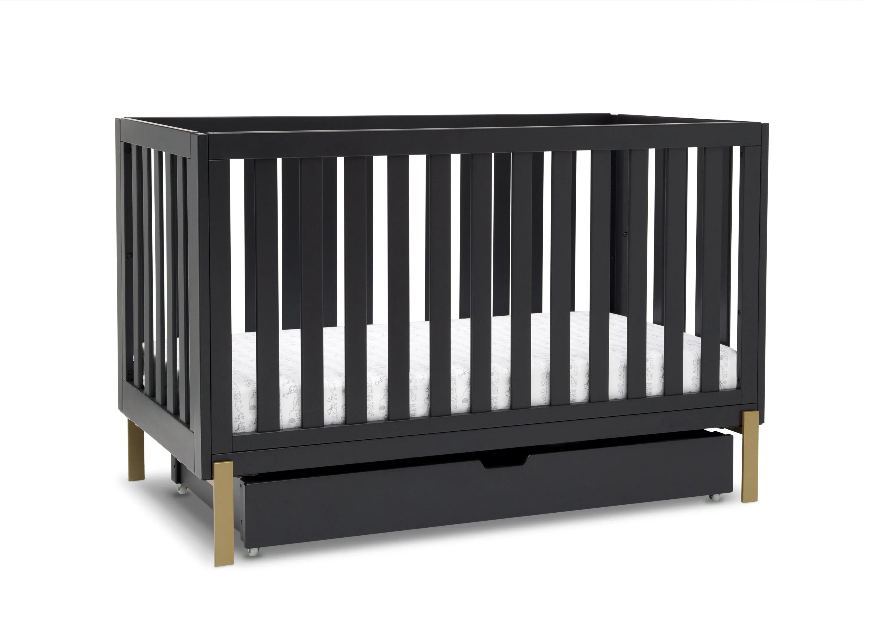 Hendrix 4-in-1 Convertible Crib   Under Crib Roll-Out Storage