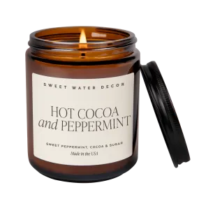 Hot Cocoa and Peppermint Soy Candle - Amber Jar - 9 oz